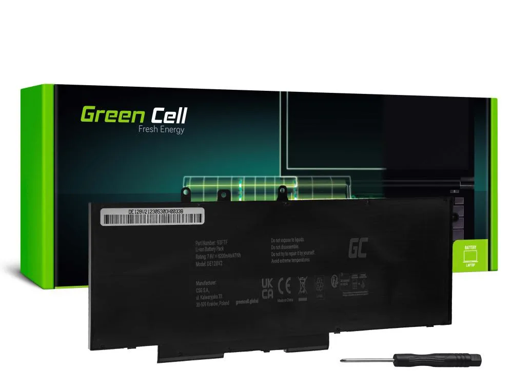 Батерия за лаптоп DELL Latitude 5280 5290 5480 5490 5491 5495 5580 5590 5591 Precision 3520 3530 93FTF GJKNX 76V 6200mAh GREEN