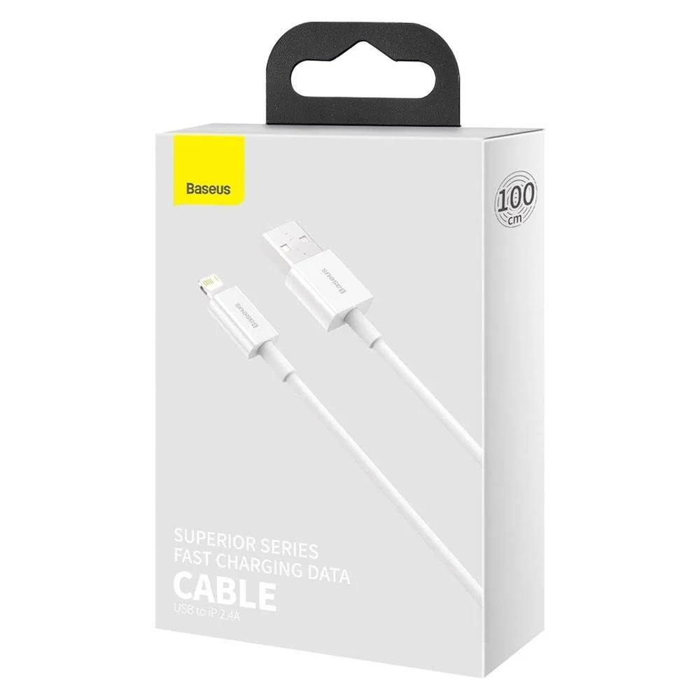 Кабел Baseus Superior USB-А към Lightning, 1м, бял - Image 3