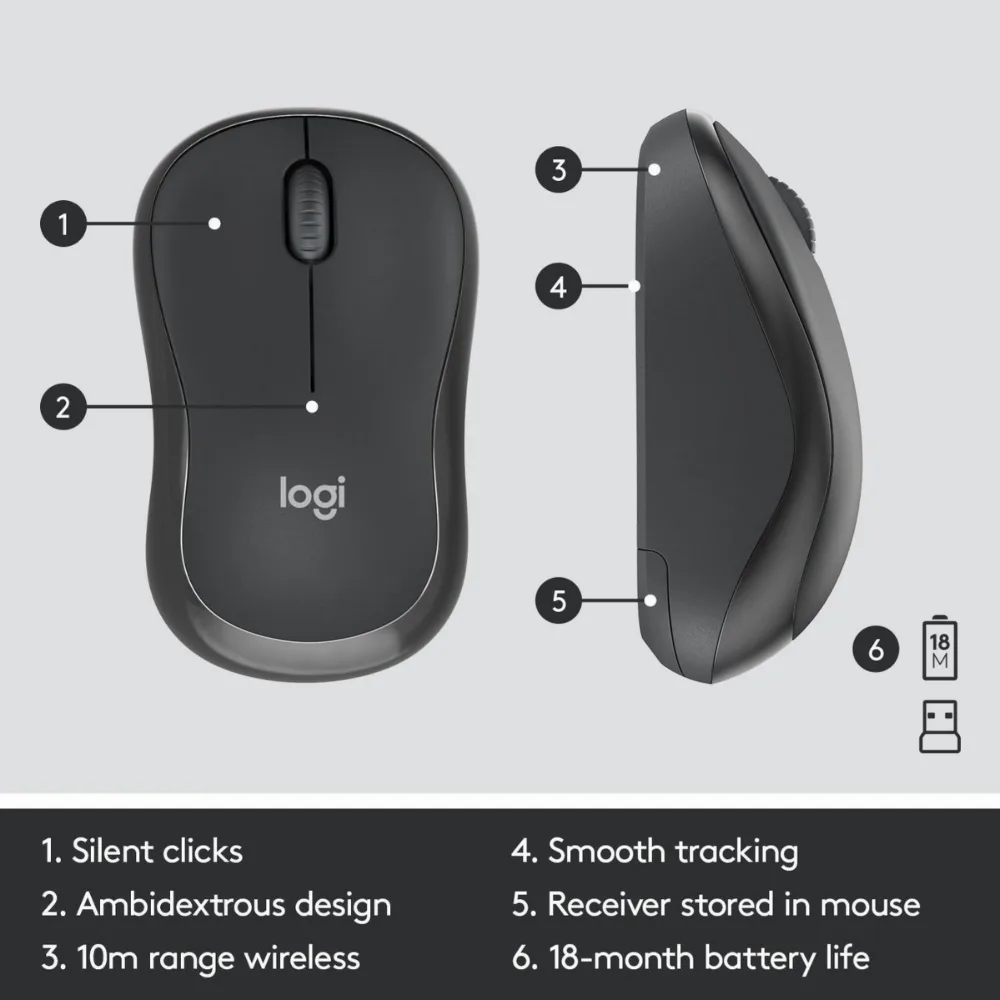Logitech MK295 Silent Wireless Combo Graphite 920-00980 - Image 6