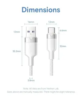 Alternative view от Vention Кабел USB 2.0 A Male to C Male 1.0M Black 6A Fast Charge - CTOBF