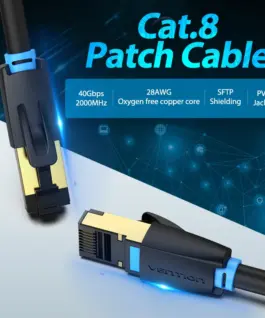 Alternative view от Vention Кабел LAN SFTP Cat.8 Patch Cable - 0.5M Black 40Gbps - IKABD