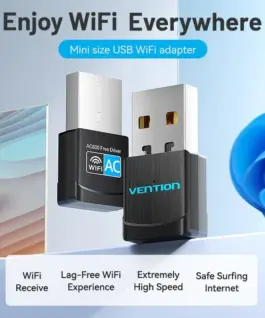 Alternative view от Vention безжичен адаптер WiFi USB adapter Dual Band, 650Mbps, Black - KDSB0