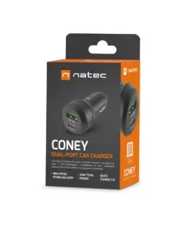 Alternative view от Natec зарядно за кола 1x USB 1x USB-C QC 3.0