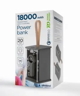 Alternative view от Gembird външна батерия прозрачен 18000mAh QC3.0 черен