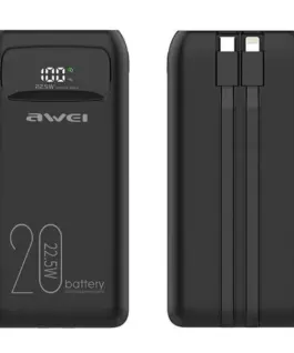 AWEI външна батерия 20000mAh P169 K 225W USB-C+Apple Cab