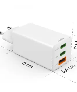 Alternative view от Hama mini зарядно 2xUSB-C + 1xA