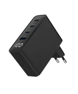 Alternative view от Gembird универсално зарядно 100W GaN 1xUSB-A 3xUSB-C fast зарядно LCD черен