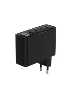 Gembird универсално зарядно 100W GaN 1xUSB-A 3xUSB-C fast зарядно LCD черен - Image 3