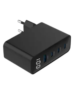 Gembird универсално зарядно 100W GaN 1xUSB-A 3xUSB-C fast зарядно LCD черен - Image 4