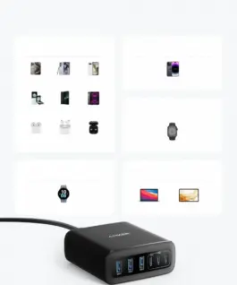 Alternative view от Anker зарядно GaN 112W 3xUSB-A 3xUSB-C черен