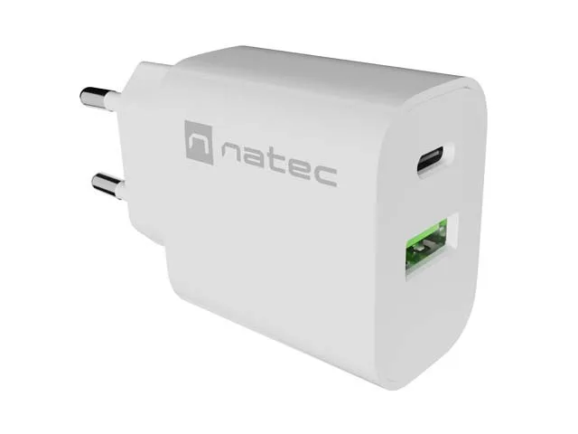 Natec USB зарядно Ribera 1xUSB-A 1xUSB-C бял - Image 4