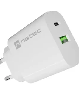 Natec USB зарядно Ribera 1xUSB-A 1xUSB-C бял