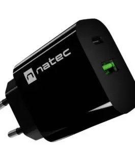 Natec USB зарядно Ribera 1xUSB-A 1xUSB-C черен