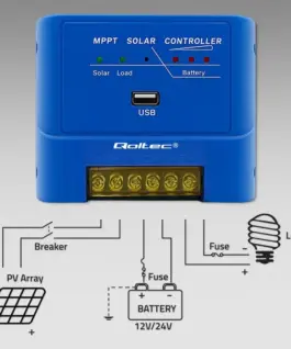 Qoltec Solar charge controller MPPT 15A 12V 24V LiFePO - Image 3