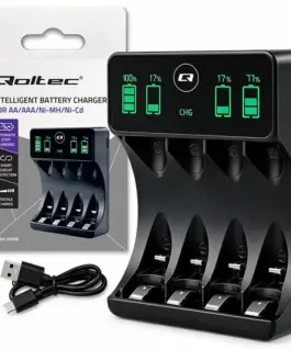 Qoltec Battery зарядно for NiMH type R03 AAA R6 AA LCD