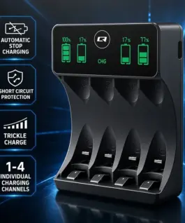 Alternative view от Qoltec Battery зарядно for NiMH type R03 AAA R6 AA LCD