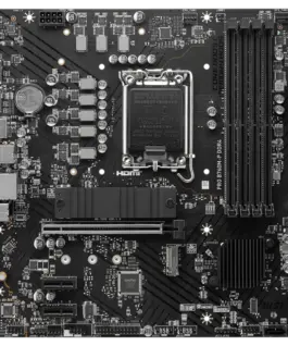 Alternative view от Дънна платка MSI PRO B760M-P DDR4, mATX, Socket 1700, Dual Channel DDR4 4800(OC)MHz, 1x PCIe x16 slots, 2x M.2 slots, 1x HDMI, 1x DP, 1x VGA, 1x USB 3.2 Gen 2 Type-C, 1x USB 3.2 Gen 1, 4x USB 2.0, 7.1 HD Audio, 1Gbps LAN, 3Y