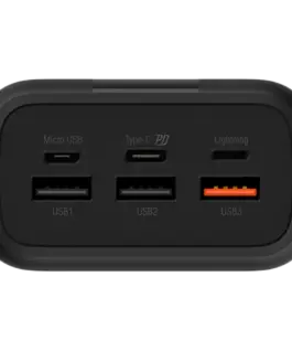 Alternative view от Външна батерия Silicon Power QX55 30.000mAh PowerBank > 500 charging cycles Triple USB-A Output, 1x Type-C In/Output , Triple input: Type-C, Micro-USB, Lightning, QC/PD, 30.000 mAh