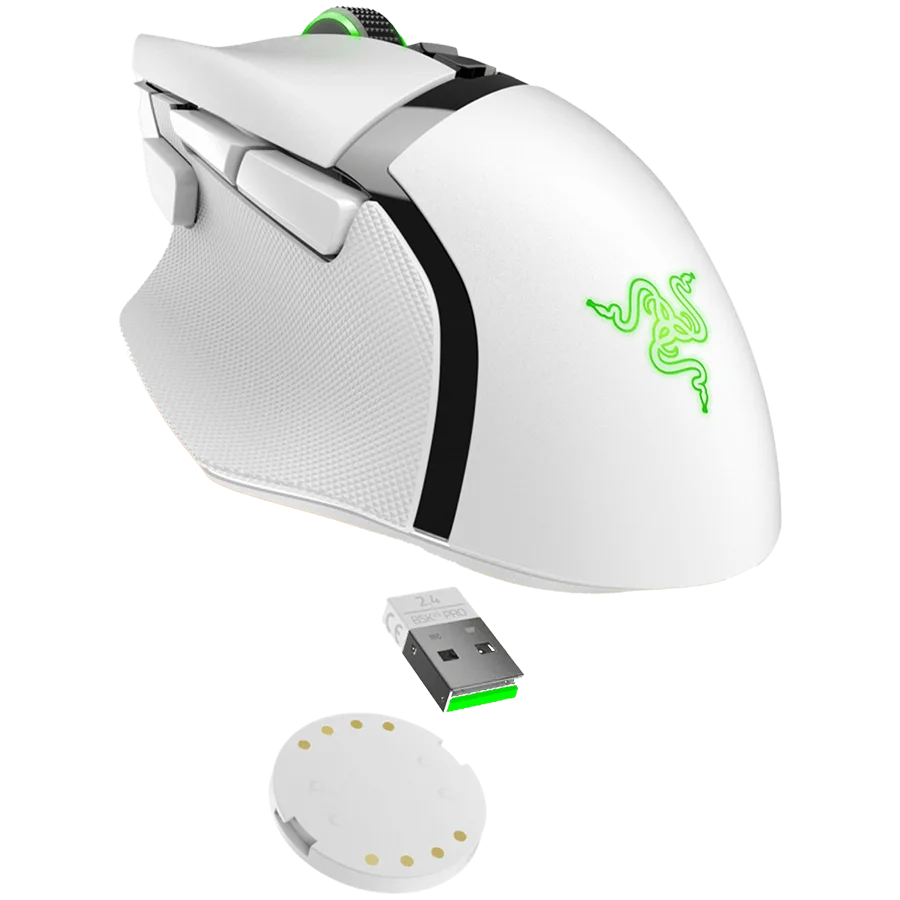 Геймърска мишка Razer Basilisk V3 Pro White, Wireless Gaming Mouse, True 30000 dpi, Focus Pro 30K Optical Sensor, Gen-3 Optical Mouse Switches, 11 programmable buttons, Razer Speedflex Cable USB Type C, 90-million Clicks - Image 2