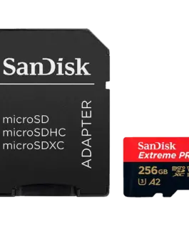 Карта памет SANDISK Extreme PRO microSDXC 256GB + SD Adapter + 2 years RescuePRO Deluxe up to 200MB/s & 140MB/s Read/Wri
