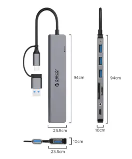 Alternative view от Orico хъб HUB USB3.0/2.0 HUB 8 port USB-C/A - YSA8-U3-GY-BP