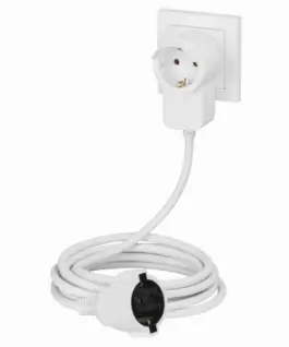 Alternative view от Удължителен кабел HAMA Powerplug, Шуко мъжко, Шуко женско, Допълнителен контакт, 3.0 m, Бял