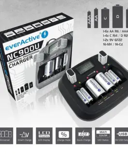 Alternative view от Зарядно у-во Universal Charger NIMH R6,03,14,20,22 с микропроцесор NC900U EVERACTIVE