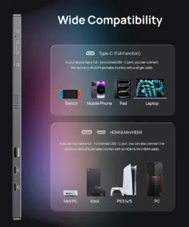Alternative view от Arzopa преносим монитор Portable Monitor - Z3FC with Sleeve Bag - 16.1", 180Hz, IPS