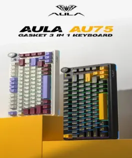 Alternative view от Aula геймърска механична клавиатура Wireless Gaming Mechanical Keyboard AU75 - Bloomfield Switch [Linear] (English US), Turmeric yellow