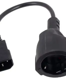 Alternative view от VCom захранващ кабел Cable Power Ext IEC 320 C14 / SCHUKO F 0.2m 16A Black - CE002-CU1.5mm-0.2m