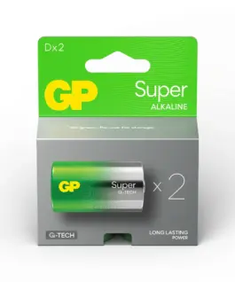 Алкална батерия GP SUPER LR20 2 бр. в опаковка / блистер 1.5V