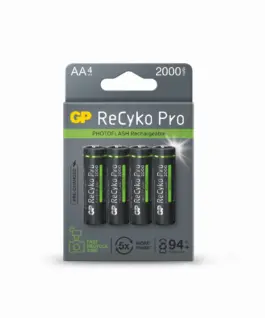 Акумулаторна Батерия GP R6 AA 2000mAh RECYKO + PRO Fast Flash GP-BR-210AAHCF-APCEB4 NiMH /до 500 цикъла/ 4 бр.