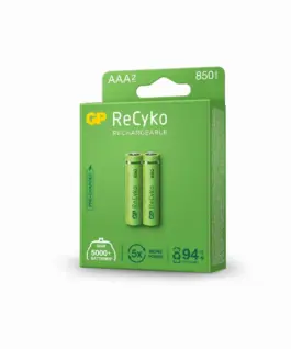 Alternative view от Акумулаторна Батерия GP R03 AAA 850mAh NiMH 85AAAHCE-EB2 RECYKO, 2 бр. в опаковка