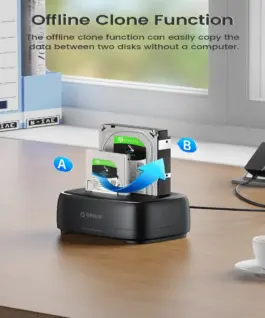 Orico докинг станция Storage - HDD/SSD Dock - 2 BAY Offline Clone 2.5/3.5 USB-C/USB-A - DD28C3-C - Image 5