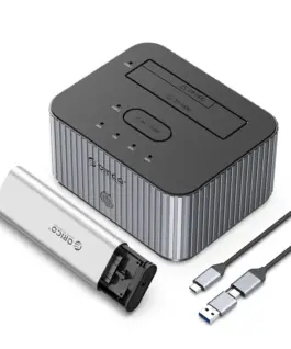 Orico докинг станция Storage - HDD/M.2 Dock - 2 BAY Offline Clone 2.5/3.5/M.2 NVMe USB-C/USB-A -