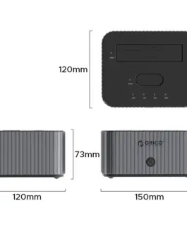 Alternative view от Orico докинг станция Storage - HDD/M.2 Dock - 2 BAY Offline Clone 2.5/3.5/M.2 NVMe USB-C/USB-A - IT28E-C-EU-GY