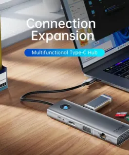 Orico докинг станция Type-C Docking Station Power Distribution 100W - HDMI, Type-C x 1, USB3.0 x 3, LAN 1000Mbps Gigabit, SD/TF, VGA, Audio - PW11-10P-GY - Image 3