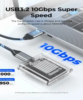 Orico външна кутия за диск Storage - Case - M.2 2230 NVMe - TC20-M2-10G-GY-BP - 10Gbps, Gray - Image 4