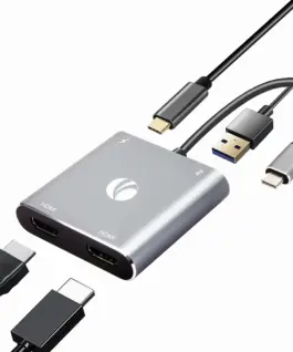 VCom докинг станция Docking Station USB-C 4-in-1 - CU450S - HDMI x 2 USB2.0 USB-C PD3.0 100W