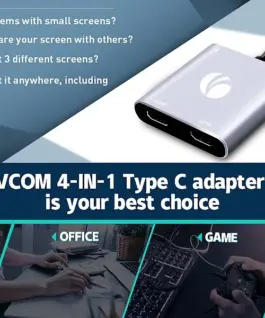 Alternative view от VCom докинг станция Docking Station USB-C 4-in-1 - CU450S - HDMI x 2, USB2.0, USB-C PD3.0 100W, MST