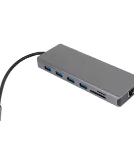 VCom докинг станция Docking Station USB-C 13-in-1 - CU4706 - HDMI x 2 DP USB3.0 x 3 USB-C USB2.0 RJ45 SD/TF PD100W Audio L-Shape