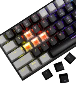 White Shark геймърска механична клавиатура Gaming Mechanical Keyboard WAKIZASHI 2 - Red Switches (English US), Black, Gray - Image 4