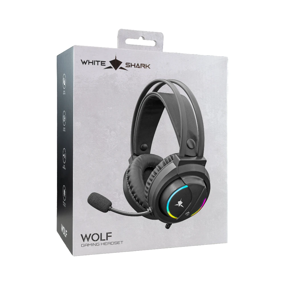 White Shark безжични геймърски слушалки Gaming Headphones WOLF - 50mm, PS4, Black - Image 6